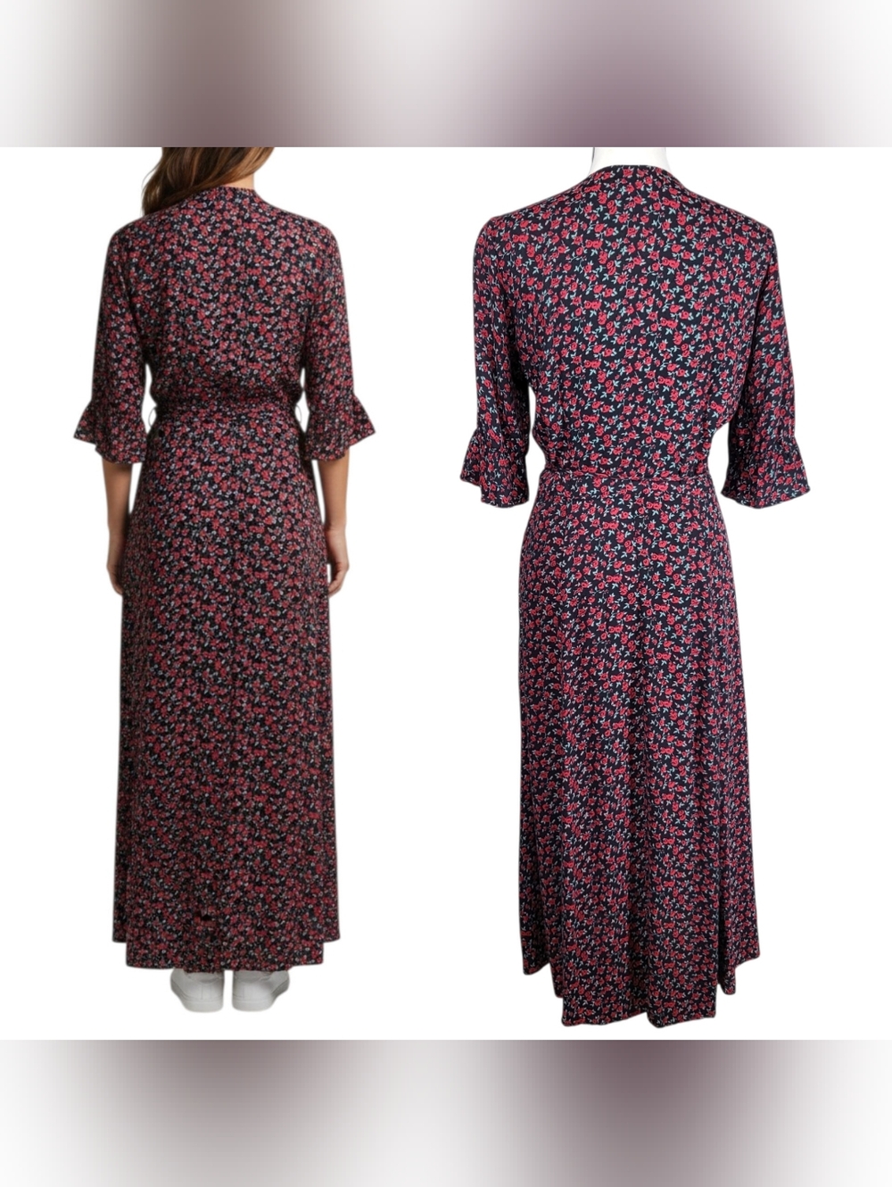 Reformation Judith Mabel Ditsy Floral Maxi Wrap Dress Viscose Size M - Picture 13 of 15